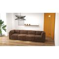 Latitude Run® Meco Chenille 4-Seat Modular Couch: 2 Corner & 2 Armless Chairs - Versatile Comfort Chenille in Brown | Wayfair