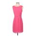 BCBGMAXAZRIA Cocktail Dress - Sheath Scoop Neck Sleeveless: Pink Print Dresses - Women's Size 0