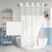 Ebern Designs Bartek Slub Textured Shower Curtain w/ Snap-in PEVA Liner Set, No Hooks Needed Polyester in Gray | 74 H x 71 W in | Wayfair