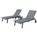 YITAHOME 65.3" Long Reclining Double Chaise w/ Table Metal in Gray | 12.8 H x 21.6 W x 65.3 D in | Outdoor Furniture | Wayfair FWDB0002394SH