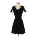 Theory Casual Dress - A-Line V Neck Short sleeves: Black Solid Dresses - Women's Size P