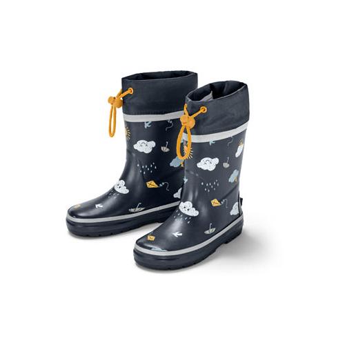 Kinder-Regenstiefel, dunkelblau mit Regenschirm-Print