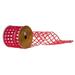 Vickerman 734612 - 4"X10Y Red Jute Tinsel Grid Ribbon (QY230315) Rectangle Patterned Christmas Ribbons