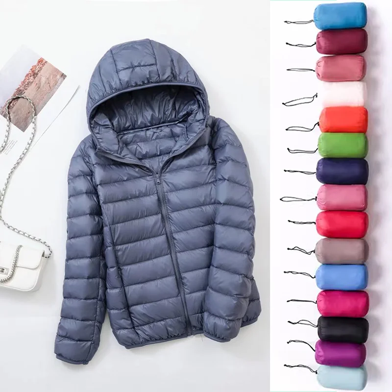 Plus Größe Dünne Licht Unten Jacke Frauen 2023 Herbst Winter Dünne Kurze Kapuze Warme Weiße Ente Unten Mantel Frauen Oberbekleidung Streetwear