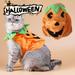 Kiskick Pumpkin Spooky Pet Costume Fastener Tape Fixing Adjustable and Comfortable Halloween Design for Cats and Dogs Playful Costume for Pet Dress-up