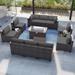 Kullavik 13 Pieces Outdoor Patio Furniture Set with Fire Pit Table