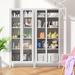 67 inch Display Cabinet Bookshelves with Glass Doors and 4 Adjustable Shelves