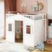 Full Size House Loft Bed Kids Playhouse Bed with Window & Ladder, Solid Wood Bed Frame with Safety Guardrail, No Box Spring Need