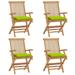 Buyweek Patio Chairs with Bright Green Cushions 4 pcs Solid Teak Wood