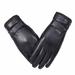 Winter Leather Gloves Touch Screen Gloves Warm Thicken Riding Workout Gloves for Travel Outdoor (Black)
