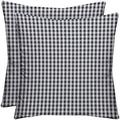 Indoor Outdoor Grey Brown Tan Prints - 2 Square Pillows Weather Resistant - Choose Color Size (Dawson Pewter Grey Plaid Farmhouse Check 17 X17 )