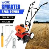 Wharick 2-Stroke 52cc Tiller Engine Petrol Cultivator Garden Petrol Power Soil Garden Cultivator 9000RPM for Yard Garden Farm Tools (1.2L Fuel Tank)