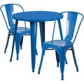 Bowery Hill 3 Piece 30 Round Metal Patio Dining Set in Blue