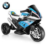 Funcid Ride on Toys 12V Motorcycle for Kids Licensed BMW Battery Powered Ride on Motorcycle for Child with LED Lights Music (Blue)