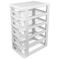 Multifunctional Five-layer Storage Cabinet Plastic Drawer Type Closet Portable Dustproof Storage Case Organizer Sundries Holder (White and Transparent)