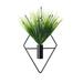 1Pc Diamond Shape Hanging Planters with Artificial Aquatic Plants Metal Hanging Vase Indoor Plants Holder Modern Geometric Wall Decor for Home Living Room Office