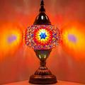 SILVERFEVER Handmade Mosaic Turkish Large Lamp for Table Desk Bedside with LED Bulb 13 H Colorfull Burst