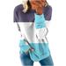ShomPort Women s Color Block Sweatshirt Crew Neck Long Sleeve Basic Pullover Loose Comfy Tops