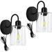 KESHENGDA Plug in Wall Sconces Set of Two Black Vanity Lights for Bathroom Metal Modern Wall Lighting Fixtures with Seeded Glass Shade Farmhouse Wall Lamp for Home Decor Bedroom Mirror Hallway