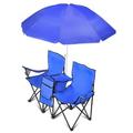 Double Folding Picnic Chairs with Umbrella Beverage Holder Table Cooler and Carrying Bag