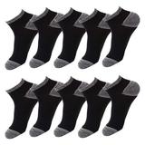 Men Cushioned Athletic Compression Ankle Socks 10 Pairs (6-11 Black)