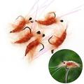 KAOU 10Pcs Shrimp Fly Fishing Bait Fake Flies Bait with Sharp Hook Prevent Escape Universal Freshwater Saltwater Fishing Lure Bait Artificial Fly Bait Fishing Tackle Red One Size