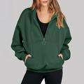 AOOCHASLIY Womens Fashion Long Sleeve Half Zippered Hooded Collar Shirt Casual Hoodless Sweatshirts