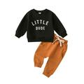 BULLPIANO 0-3T Little Boy Fall Clothes Kids Boy Clothes Little Boy Outfits Letter Print Long Sleeve Hooded Tops Pants Set