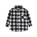 TOWED22 Toddler Baby Boy Girl Plaid Top Button Flannel Shirts Autumn Winter Outfits for Kids(White 7-8 Y)