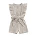 Sunisery Kids Girls Playsuit Crew Neck Ruffles Sleeveless Solid Color Rib Knit Jumpsuits Summer Casual Clothes Bodysuits Romper with Belt