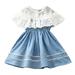 Quealent Little Girl Dress Size 6 Kids Baby Clothes Flower Party Denim Girls Dress Girls Dresses 5 Month Old Baby Girl Denim Girls Dress Blue 120