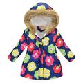 Girls Winter Coats Kids Coat Winter Baby Jacket Girls Hooded Prints Outwear Windproof Warm Thick Girls Coat Green 150