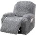 Nvzi 4 Pieces Geometric Jacquard Plush Recliner Slipcovers Soft Fuzzy Fluffy Sofa Couch Cover Anti-Slip Furniture Protector with Elastic Bottom for Kids Cats Dogs(Grey 1 Seat)