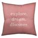 ArtVerse Quotes Handwritten Explore Dream Discover Quote Floor Pillow - Square Tufted 26 x 26