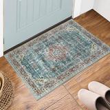 Boho Area Rug Washable Rug Vintage Runner Soft Distressed Print Carpet Persain OrientalNon-Shedding Low-Pile Throw Thin Bedroom Rugs for Hallway Living Room Dining Room