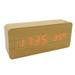 Wooden Square Desk Clock LED Digital Display Alarm Clock Temperature Display Clock for Bedroom Decoration Clock Yellow