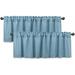 Rod Pocket Faux Linen Textured Semi-Sheer Window Curtain Valances (Set Of 2 56 X16 Each Panel Sky Blue)