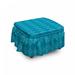 Abstract Ottoman Cover Diamond Lines and Stripes 2 Piece Slipcover Set with Ruffle Skirt for Square Round Cube Footstool Decorative Home Accent Standard Size Sea Blue by Ambesonne