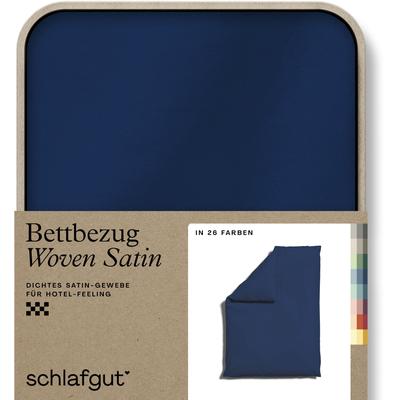 Bettbezug SCHLAFGUT "Woven Satin", blau (blau deep), B:155cm L:220cm, Mako-Satin, Obermaterial: 100% Baumwolle, Bettbezüge, besonders dicht gewebt, Mix & Match: passender Kissenbezug erhältlich Image