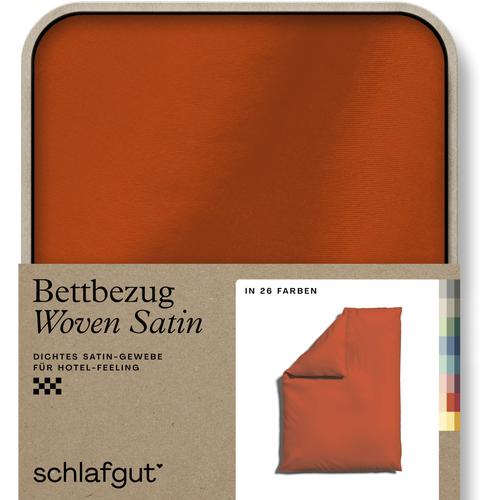 "Bettbezug SCHLAFGUT ""Woven Satin"" Bettbezüge Gr. B/L: 155 cm x 220 cm, rot (red mid) Mako-Satin-Bettwäsche"