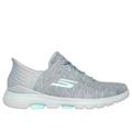Skechers Women's Slip-ins: GO GOLF WALK 5 - Slip-Ins Shoes | Size 6.5 | Gray/Aqua | Textile/Synthetic