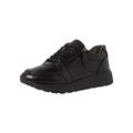 Tamaris Comfort Damen Sneaker flach aus Leder Comfort Fit, Schwarz (Black Uni), 39 EU