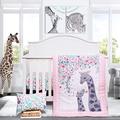 JISEN 3 Piece Crib Bedding Set Crib Quilt Crib Sheet Pillowcase - Soft Microfiber Printed Nursery Set for Baby Boys or Girls Giraffe