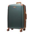 Infinity Leather Hard Shell Classic Green Suitcase Set 4 Wheel Cabin Luggage Trolley Travel Bag