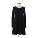 Express Casual Dress - Mini Scoop Neck Long sleeves: Black Print Dresses - Women's Size Medium