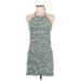 Charlie Holiday. Casual Dress - Mini Halter Sleeveless: Green Marled Dresses - Women's Size 6