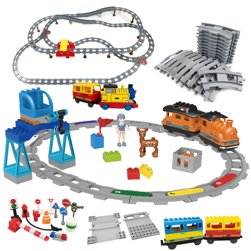 Schiene Transport Große Größe Bausteine Kreative Track Zubehör Montieren Spielzeug Für Kinder Bricks Kompatibel Stadt Zug Set Image