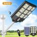 LITOM 4000W/5000W Led Solar Street Light Outdoor IP65 Waterproof Solar Flood Lights Motion Sensor with PIR+Pole for Garden Yard