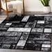 Geometric Squares Gray 5x7 Abstract Area Rug Colorblock Carpet Non Shedding