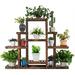 Flower Rack Wood Plant Stand Wood Shelves Bonsai Display Shelf Indoor Outdoor Yard Garden Patio Multifunctional Storage Rack Bookshelf W/Hollow-Out Rack (47.5â€�Lx 10â€™â€™Wx 38â€™â€™H (6 Tier))